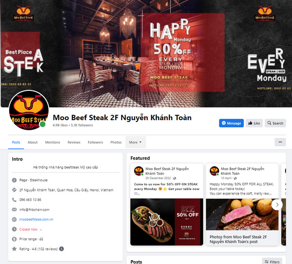 Fanpage của Moo Beef Steak