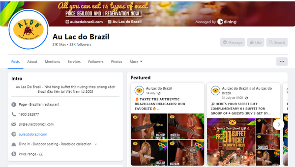 Fanpage Facebook của Au Lac Do Brazil