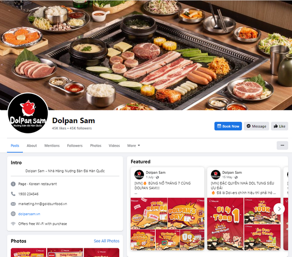 Fanpage Facebook của Dolpan Sam