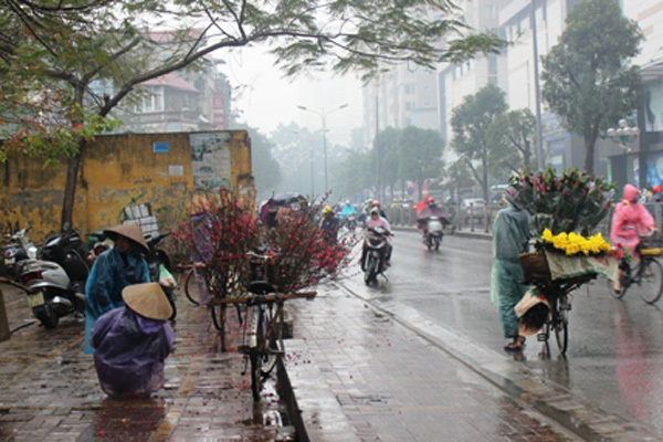 Hình ảnh cơn mưa Hà Nội trong mùa đông