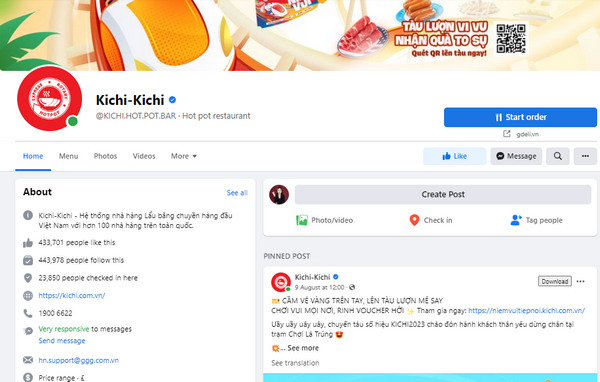 Fanpage Facebook của Kichi Kichi