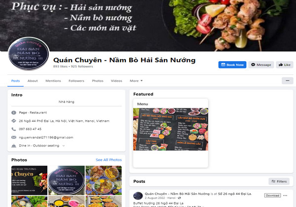 Fanpage Facebook quán Chuyên