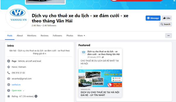 Fanpage Facebook của Vân Hải 