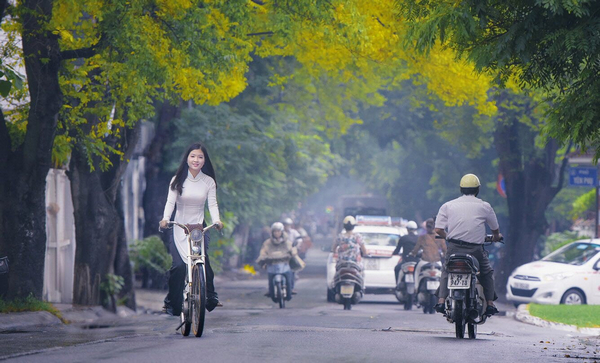 Hình con đường mùa thu tại Hà Nội 