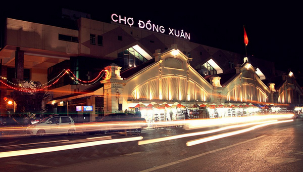 Hình nền chợ Đồng Xuân Hà Nội đẹp thơ mộng 