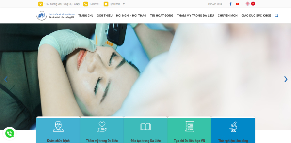 Trang website của bệnh viện da liễu Trung Ương 