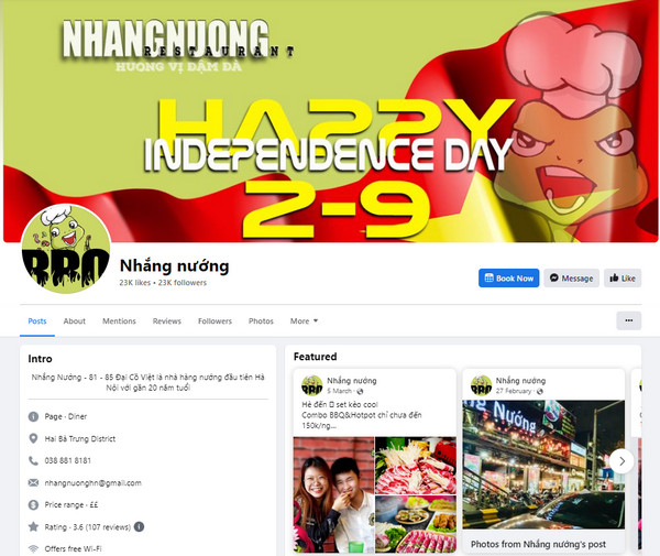 Fanpage Facebook của Nhắng nướng 