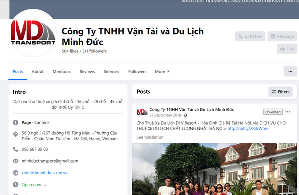 Fanpage Facebook của Minh Đức 