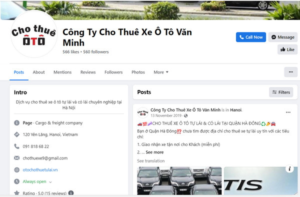 Fanpage Facebook của công ty Văn Minh 