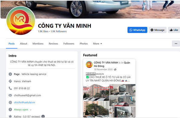 Fanpage Facebook của Công ty Văn Minh Corporation