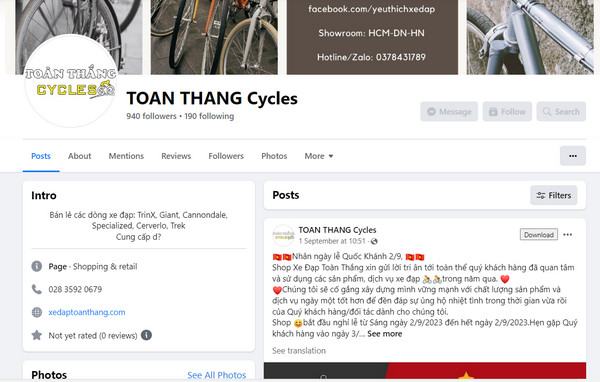 Fanpage Facebook của Toàn Thắng 