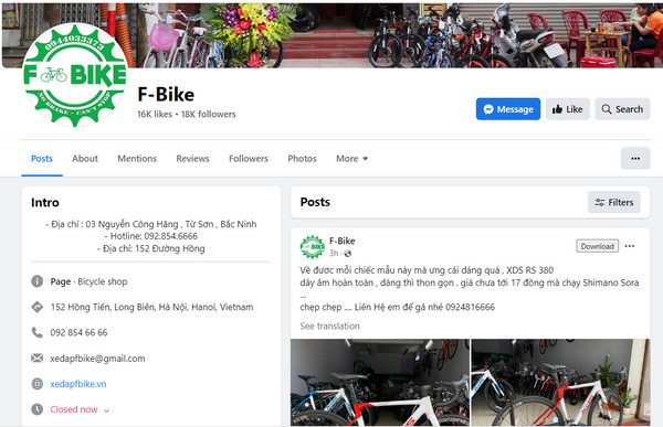 Fanpage Facebook của F-Bike