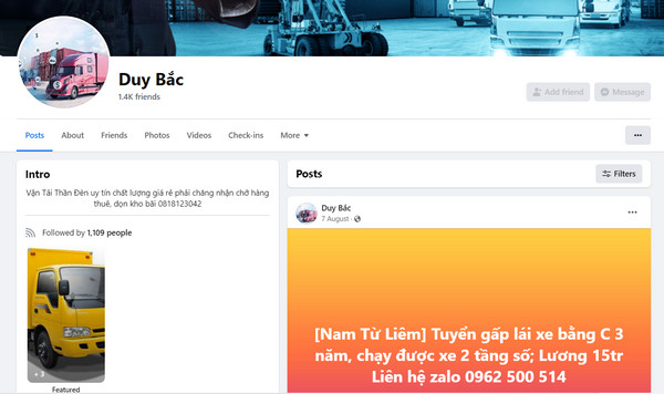 Fanpage Facebook của Công ty TNHH Dịch Vụ Thần Đèn 
