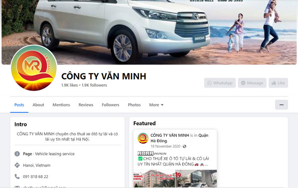 Fanpage Facebook của công ty Văn Minh 
