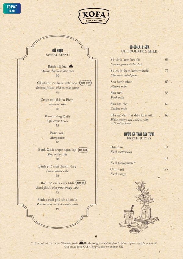 Tiếp nối menu của quán Xofa Café & Bistro