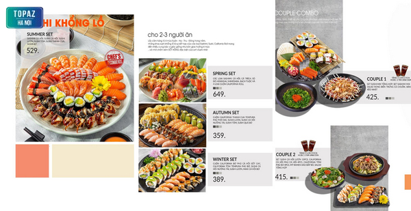 Menu các set sushi khổng lồ tại nhà hàng Lets Sushi