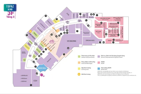 Bản đồ tầng 3 tại AEON Mall Hà Đông