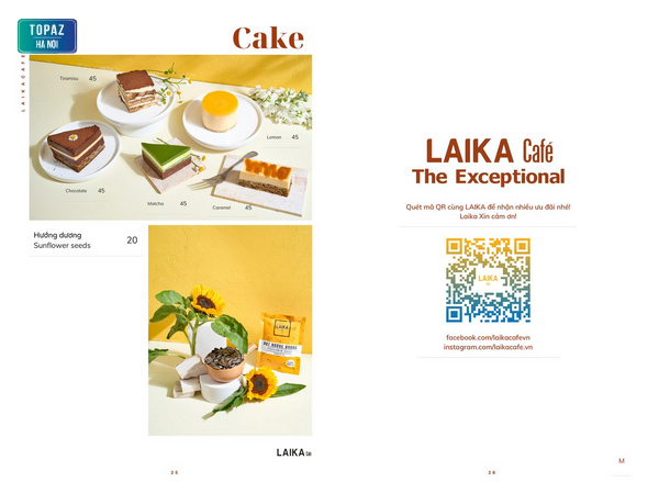 Menu bánh ngọt Laika Cafe