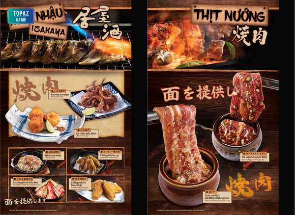 Menu các món thịt nướng trong buffet 459.000 đồng tại Shogun 