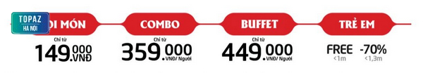 Bảng giá các món lẻ nhà hàng Sumo BBQ 