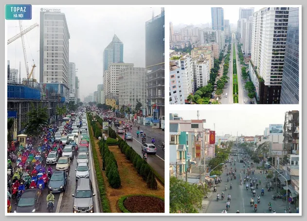 Dọc đường Lê Văn Lương là hệ thống nhà hàng và tòa nhà cao tầng hiện đại 