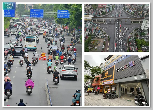 Khu vực đường Nguyễn Trãi có mật độ ô tô, xe máy đông