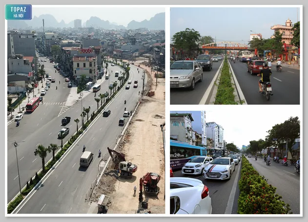 Toàn cảnh đường Nguyễn Văn Cừ khi nhìn từ xa