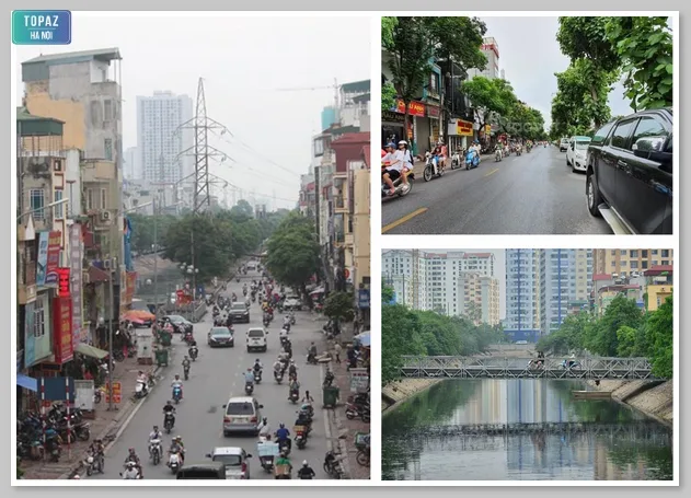Dọc hai bên đường phố Kim Ngưu là những văn phòng, bệnh viện và nhiều tiện ích hiện đại
