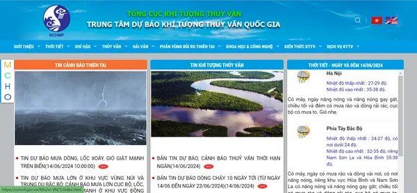 Trang web nchmf.gov.vn - top các trang dự báo thời tiết số 1 Việt Nam 