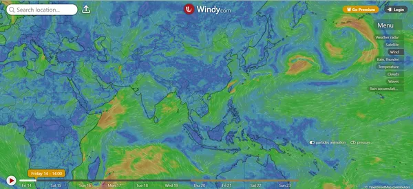 Hình ảnh trang web windy.com