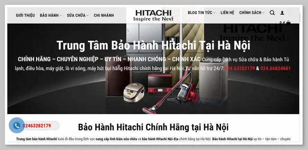 Trang web chính thức của trung tâm bảo hành Hitachi 