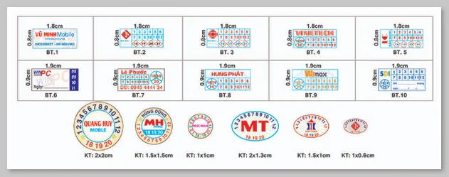 Một số kích thước và hình dạng sticker