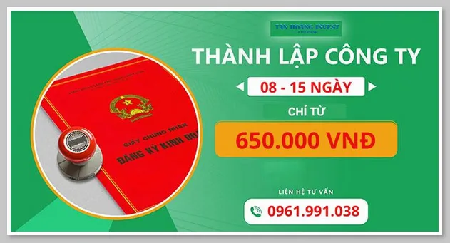 Chi phí thành lập công ty, doanh nghiệp chỉ từ 650.000 VNĐ