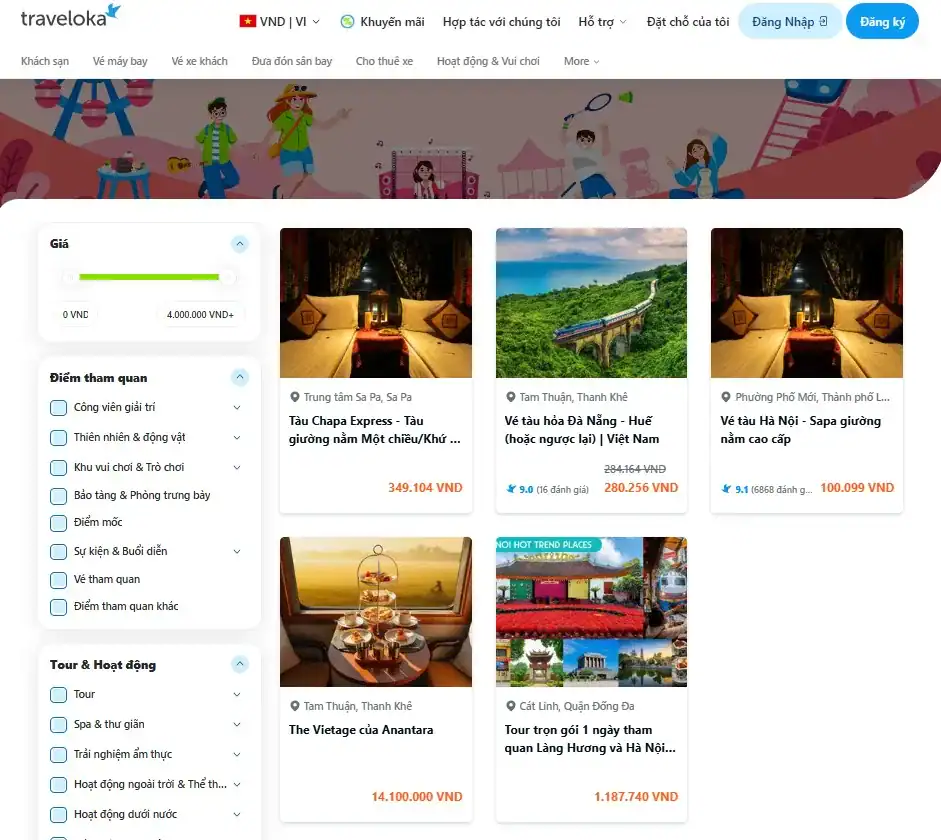 Đặt vé tàu hỏa qua Traveloka